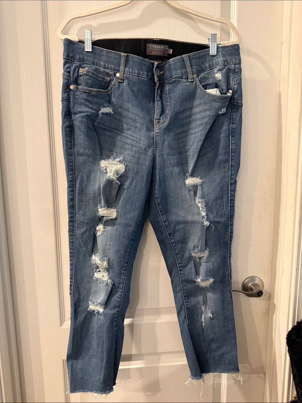 torrid Medium Blue Distressed Boyfriend Jeans